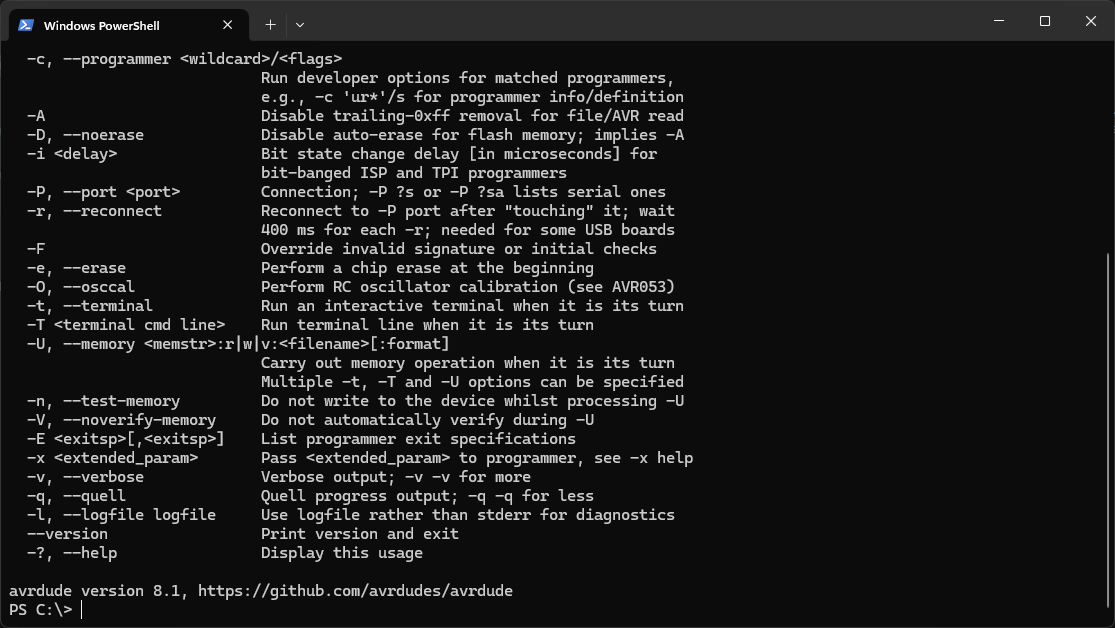 AVRDUDE Successfully Set-up